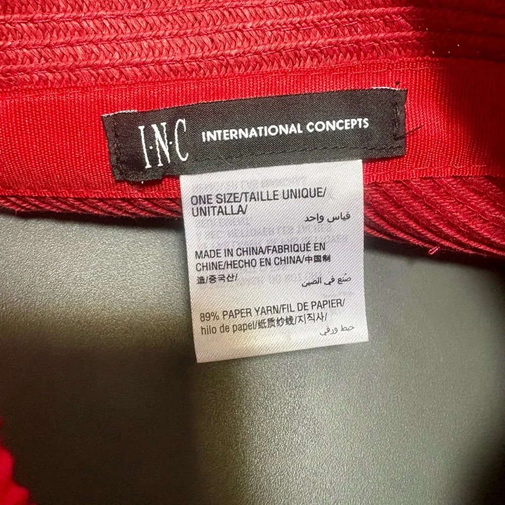 I.N.C. International Concept Solid Straw Red Visor
